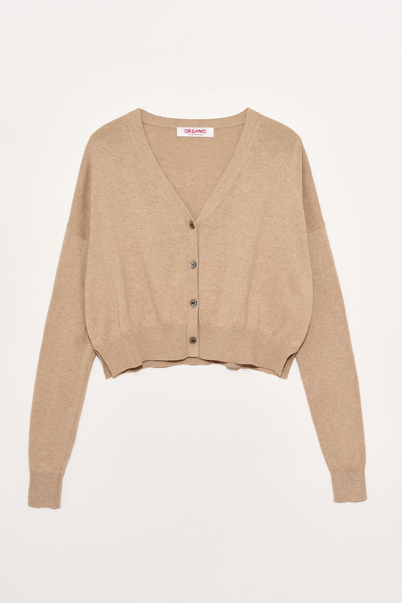 Cotton Cashmere Cropped Cardigan