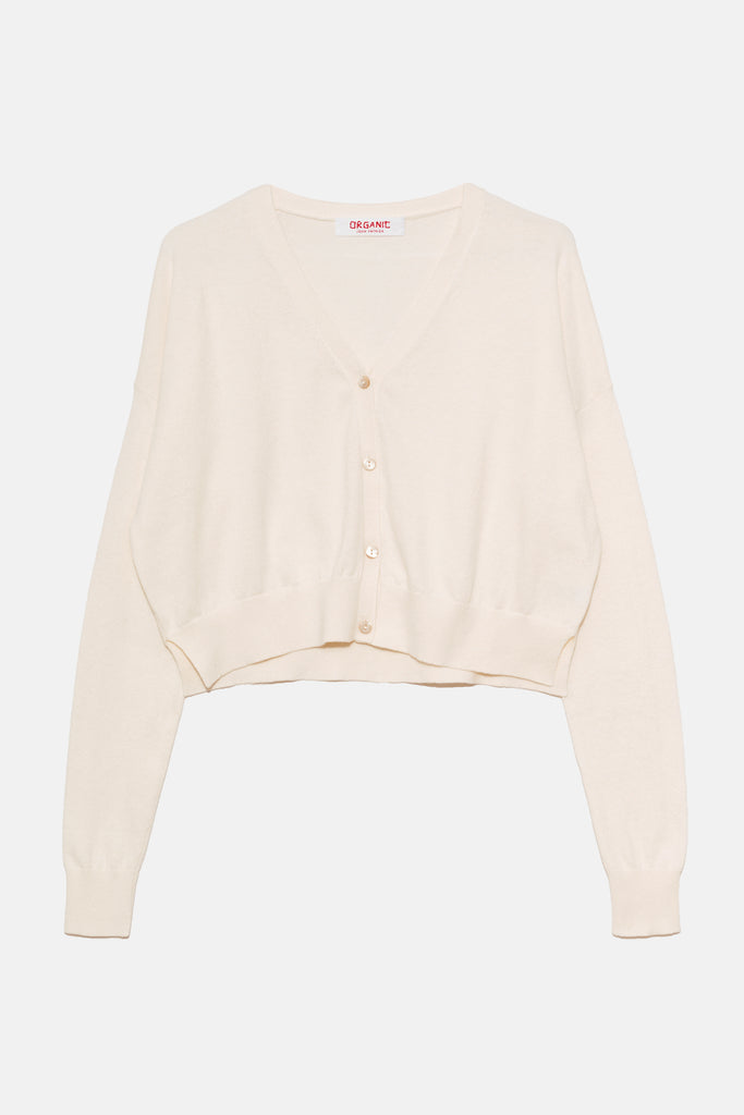 Cotton Cashmere Cropped Cardigan