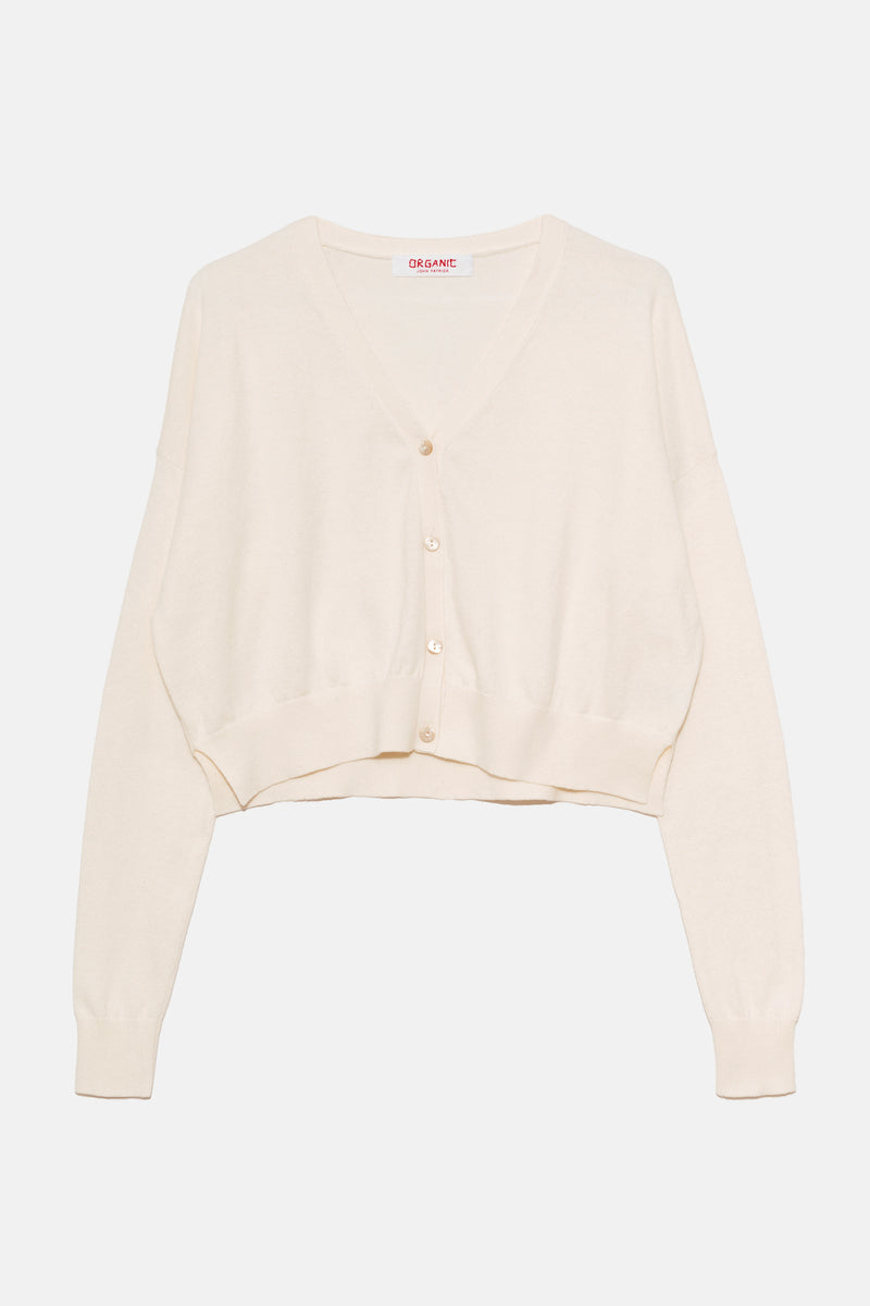 Cotton Cashmere Cropped Cardigan